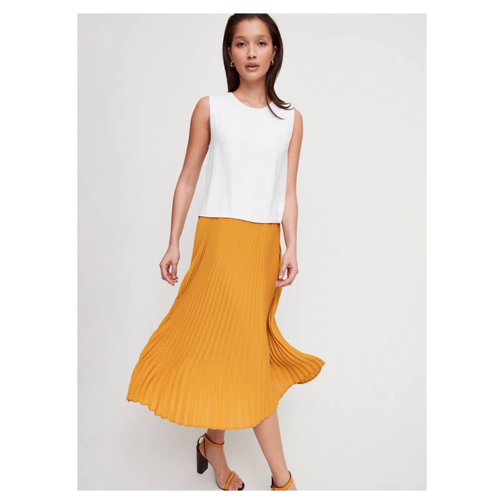Babaton Yellow Pleated Midi Skirt